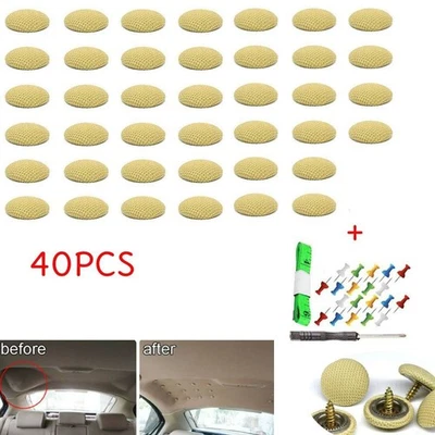 New Useful Buckle Car roof Pins 40Pcs Beige Fix Parts Replacement Sagging - Image 1 of 4