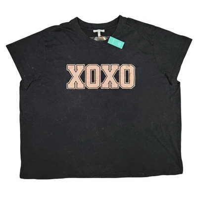 Maurices Black Mineral-Wash XOXO Graphic Crewneck SS T-Shirt - Women's 2X (NWT) - Image 1 of 4