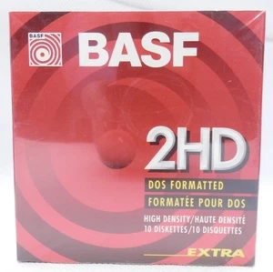 Vintage BASF High Density 2HD 3½" Floppy Disk 1.44 MB 10 Pack 3.5" PC Disks - Picture 1 of 3