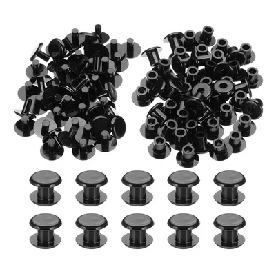Juego de 50 postes de encuadernación de plástico M5 * 6 mm tornillo remache poste hebilla prensada negro Foto 1 de 4