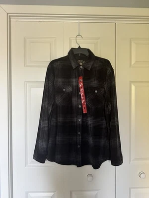Freedom Foundry Men's Lightweight Plush Plaid Fleece Shirt  SIZE M BLACK NEW - Image 1 of 2