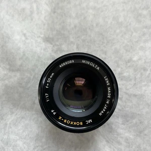 MINOLTA MC ROKKOR-X PF 50MM 1:1.7 PRIME LENS Manual Made in Japan Tested X-700 - Picture 1 of 11