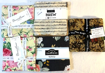 Lot 5 Charm Pack 5" Moda, In the Beginning, Riley Blake, Boundless 42 Each Pack - Image 1 of 4