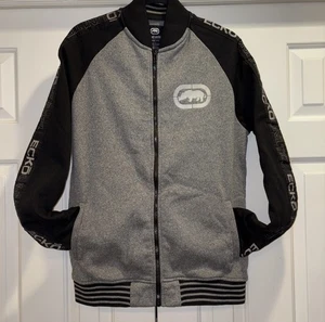 Ecko Unltd Jacke M grau schwarz Full Zip Track Athletic Varsity Streetwear Logo - Bild 1 von 24