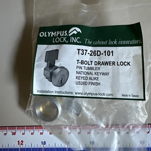 Olympus Lock Inc Stainless Steel Faced Desk T-Bolt Drawer Lock T37-26D-101 NEW - Picture 1 of 3