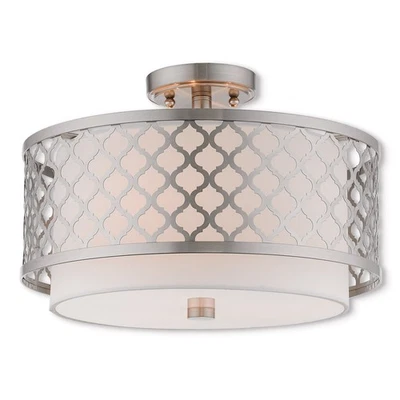Livex Lighting 41108-91 Arabesque Semi-Flush Mount Brushed Nickel - Image 1 of 4
