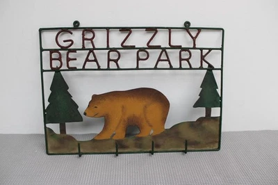 Metal Rustic Western Key Rack Holder Bear Tree Wilderness Jacket Hooks - Image 1 of 4