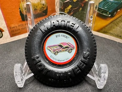 Оригинальный винтажный значок Hot Wheels Redline 1971 Bye Focal пластиковая кнопка ПЛОХАЯ ВКЛАДКА! - Изображение 1 из 3