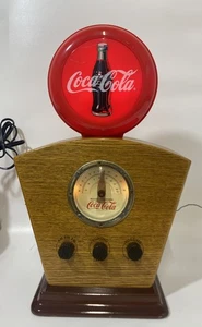 Vintage Coca-Cola Corded AM/FM Radio Wood Base with Light Up Red Disc and Dial - Picture 1 of 14