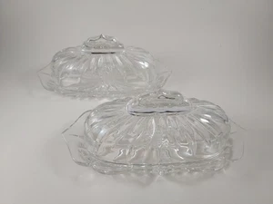 Set Lot 2 Lotus Gorham Kristall Butterdose mit Deckel 8,5" Glas - Bild 1 von 6