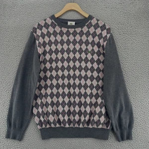 Lacoste Sweater Womens 4 Gray Argyle Diamond Pullover Stretch Casual Everyday - Picture 1 of 11