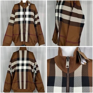 Burberry Full Zip Up Track jacket Dark Birch Brown Men  Size 3XL New NWT Italy - Picture 1 of 12