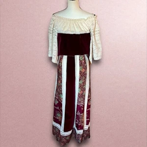 Conjunto de Top y Maxi Falda Tumbleweeds Vintage Años 70 80 Encaje Pradera Cottage Core XL 14 - Imagen 1 de 8
