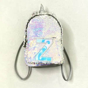 Justice Silver Sequined Initial Z Unicorn Backpack Girls Small - Picture 1 of 10