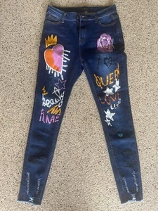 ( New ) DenimLand Size L Large Blue Jeans With Art - Bild 1 von 5