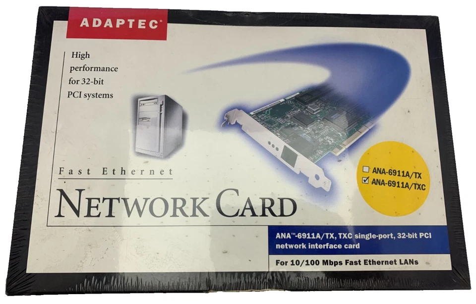 Adaptec Single-Port 10/100Mbp Fast Ethernet Network Interface Card ANA-6911A/TXC - Image 1 of 3