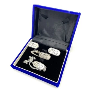 Cartier cufflinks tie pin gas lighter motif 3-piece set logo silver metal - Picture 1 of 18