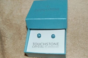 Prüfstein Kristall Swarovski Hell Türkis Blau Schneeball Ohrstecker mit Box - Bild 1 von 10
