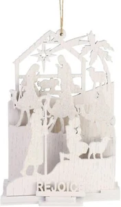 White Nativity Ornament "Rejoice" 6 Inch Department 56 Flourish - Picture 1 of 11