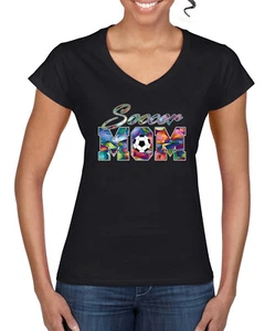 Camiseta Colorida Fútbol Día de la Madre Mujer Estándar Cuello en V - Imagen 1 de 5