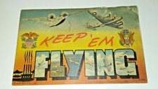 KEEP EM FLYING WORLD WAR 2 1943 BILLBOARD STYLE POSTCARD ARMY NAVY AVIATION 