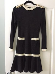 Vintage Miss O by Oscar de la Renta grey gray white trim sweater dress 4 CHANEL - Picture 1 of 5
