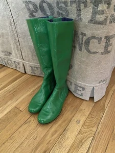 BODEN Green Patent Leather Tall Boots 37 - Picture 1 of 12
