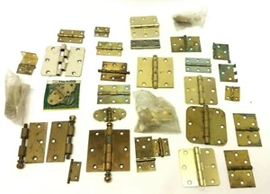 Mixed Lot Brass & Metal Gold Colored Hinges Used & New Hardware Parts - Picture 1 of 12
