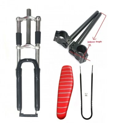 26'' Bicycle Fork, 29mm CNC Handle Bar, Red Bike Saddle, Bicycle Racing Parts - Image 1 of 4