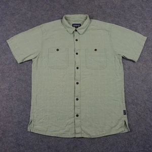 Patagonia Shirt Mens Medium Green Back Step Short Sleeve Hemp Organic Cotton VTG - Picture 1 of 10