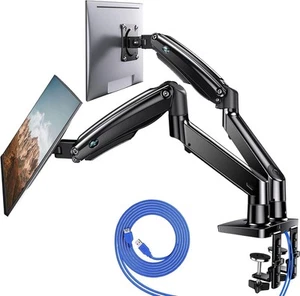 HUANUO Dual Monitor Stand for 13 to 40 inch, Premium Dual Monitor Mount HNDS7 OB - Picture 1 of 9
