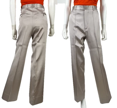 $1K Gucci New Beige Taupe Silk Dress Pants 6 US 42 IT M Trousers Zip Runway Auth - Image 1 of 4