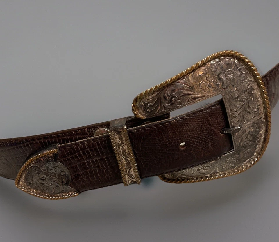 Cinturón occidental de cuero y hebilla de plata esterlina 30 AL BERES EE. UU. de colección para mujer Foto 1 de 4