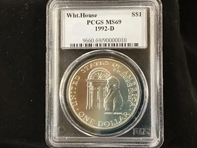 1992-D White House Silver Dollar PCGS MS69 Gem BU    B0512 - Image 1 of 4