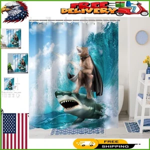 Instant Bathroom Upgrade: Funny Bear Shower Curtain with 12 Plastic Hooks - Picture 1 of 9