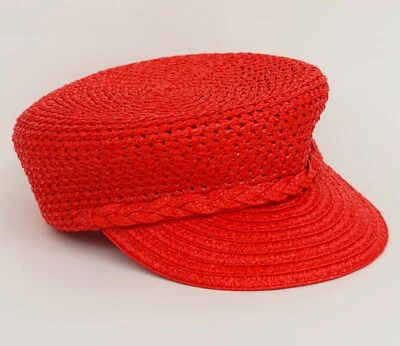New ERIC JAVITZ CAPITAN WOVEN SQUISHEE NEWSBOY HAT RED - Image 1 of 4