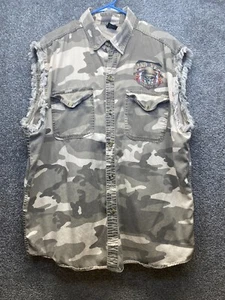 Lightning Clothing Bike Vest Camo Mens 3XL The Land Of The Free Grunge Skull - Picture 1 of 13