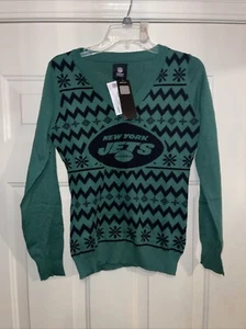 Suéter feo de fútbol americano con cuello en V logotipo de la NFL de los New York Jets para mujer pequeño FOCO (BOX04) - Imagen 1 de 2