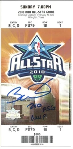 Dwyane Wade Autographed 2010 NBA All Star Game Ticket w MVP Insc Heat ! Fanatics - Picture 1 of 2
