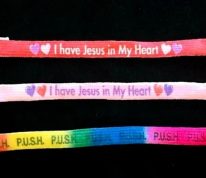 3 Religious Woven I Have Jesus In My Heart PUSH Wristbands MultiColor Bracelets - Picture 1 of 5
