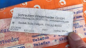 Sechskant Schrauben VA2 DIN931 M8x160mm - Bild 1 von 4