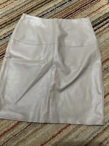 Faux Leather Skirt Colour Is Nude back Short zip Size 4 L 17 inch - Picture 1 of 7