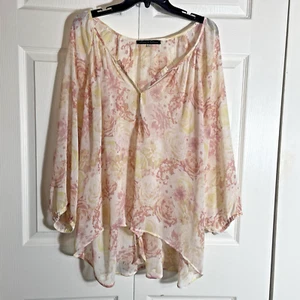 Camisa Rosa Oliva Mujer 3X Beige Floral Transparente Delicada Fairycore Caprichosa Fluida - Imagen 1 de 11