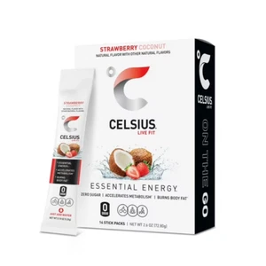 Mezcla de bebidas energéticas CELSIUS On The Go, coco fresa (paquete de 14 barras) - Imagen 1 de 4