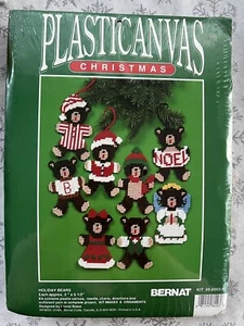 Sealed Good Shepherd 8 Holiday Bears Christmas Ornaments Kit Plastic Canvas   - Picture 1 of 2