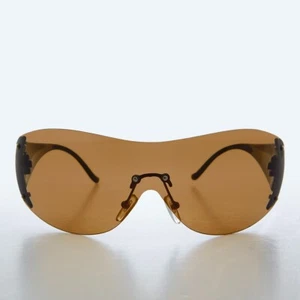 Oversized Round Insect Vintage Sunglasses Brown Lens and Black Temples - Glitz - Picture 1 of 3