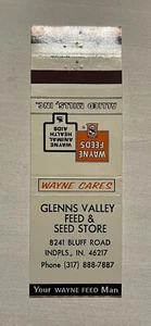 Cubierta de libro de cerillas vintage Glenns Valley Feed & Seed Store Indianapolis Indiana - Imagen 1 de 1