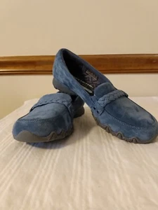 Skechers Biker Melbourne Blue Suede Women's Slip On Loafers Shoes Sz 5 NWOT - Picture 1 of 11