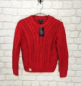 Suéter Jersey Polo Ralph Lauren Aran Tejido Mezcla Algodón/Lana Rojo Talla M (8-10Y) - Imagen 1 de 6