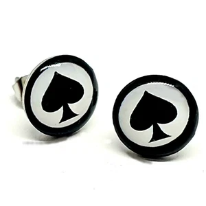 Ace of Spades Stud Earrings Motor Tattoo Metal Rock Unisex 10mm Stud Jewellery - Picture 1 of 12